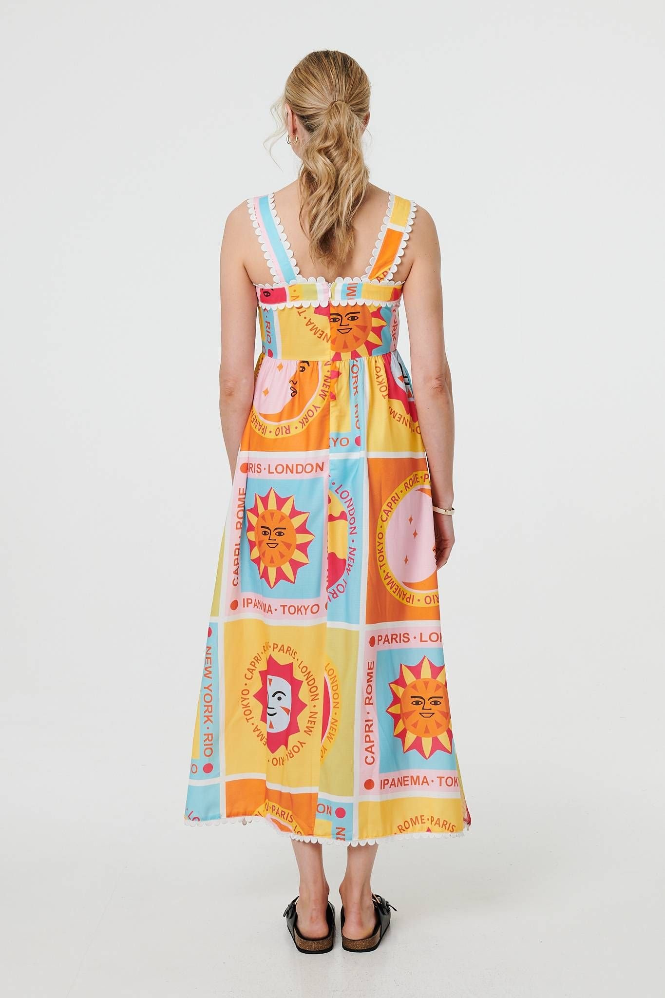 Izabel London Izabel London Women's Patchwork Print Sleeveless Maxi Dress in Orange - 3