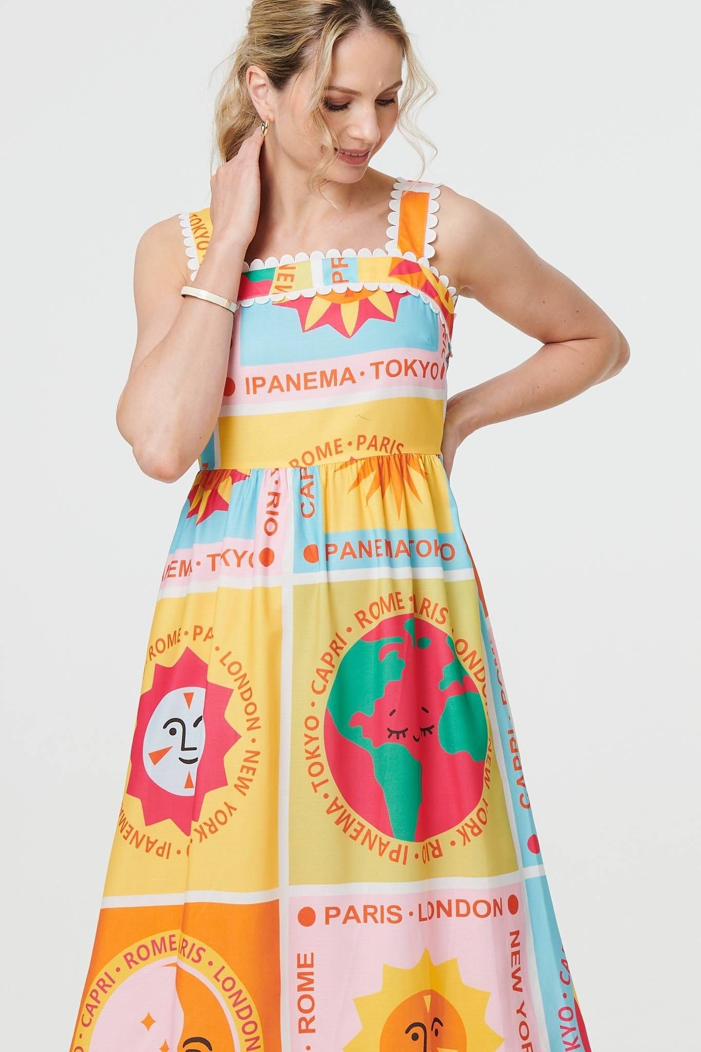 Izabel London Izabel London Women's Patchwork Print Sleeveless Maxi Dress in Orange - 4