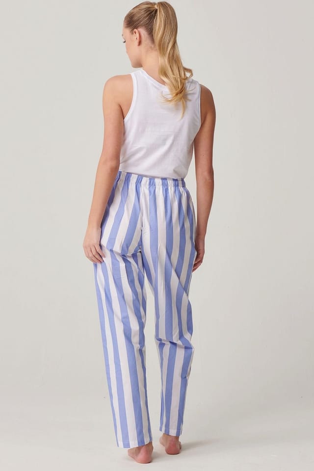 British Boxers British Boxers Women's "Boat Blue" Stripe Crisp Cotton Pyjama Trousers in Light Blue - 3