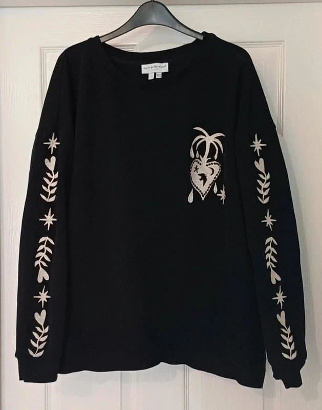 Never Fully Dressed Never Fully Dressed Black Embroidered Sweatshirt- size L 16/18