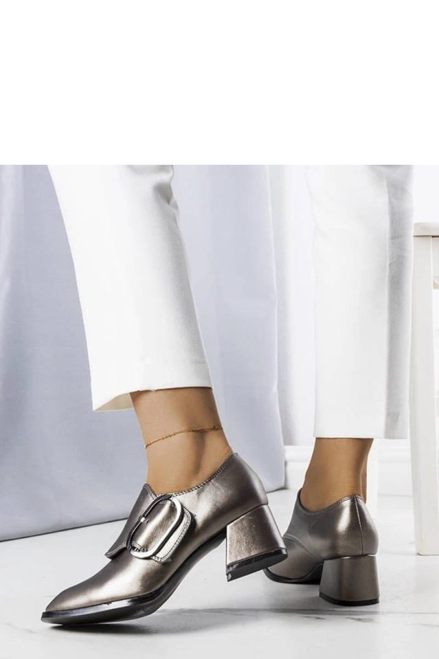 Love Lace Love Lace Women's Elegant Low Heel Square Toe Buckle Velcro Business Pumps in Grey - 2