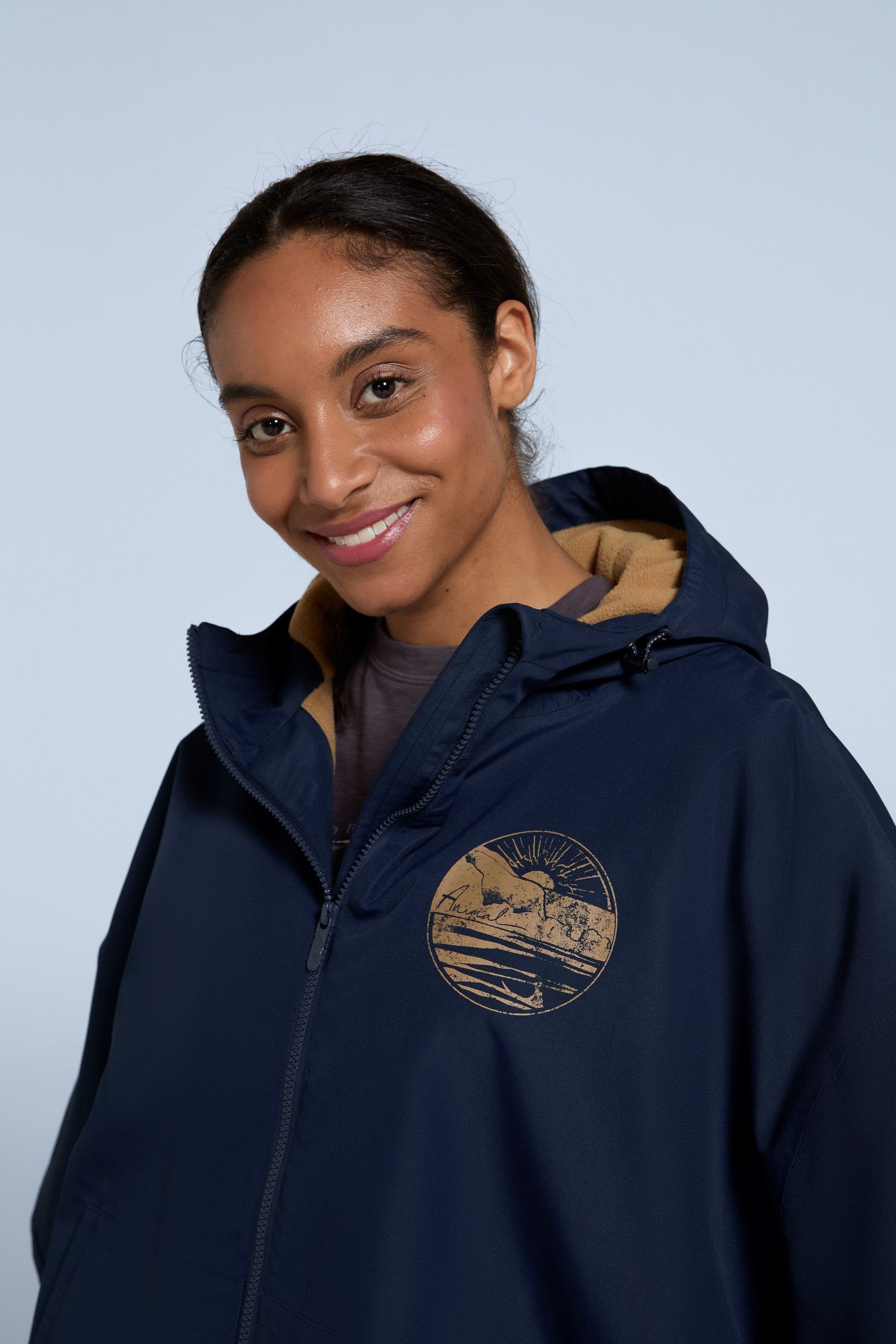 Animal Animal Women's 'Misty' Waterproof Fleece Lined Parka Jacket Warm Hooded Full Zip Coat in Navy - 4