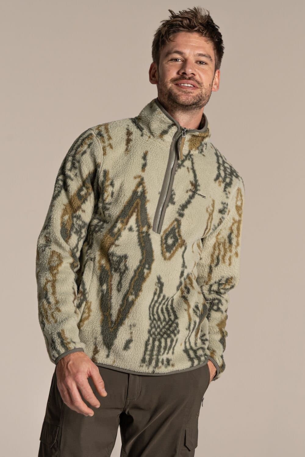 Craghoppers Craghoppers Men's Tatton II Half Zip Borg Fleece in Light Khaki