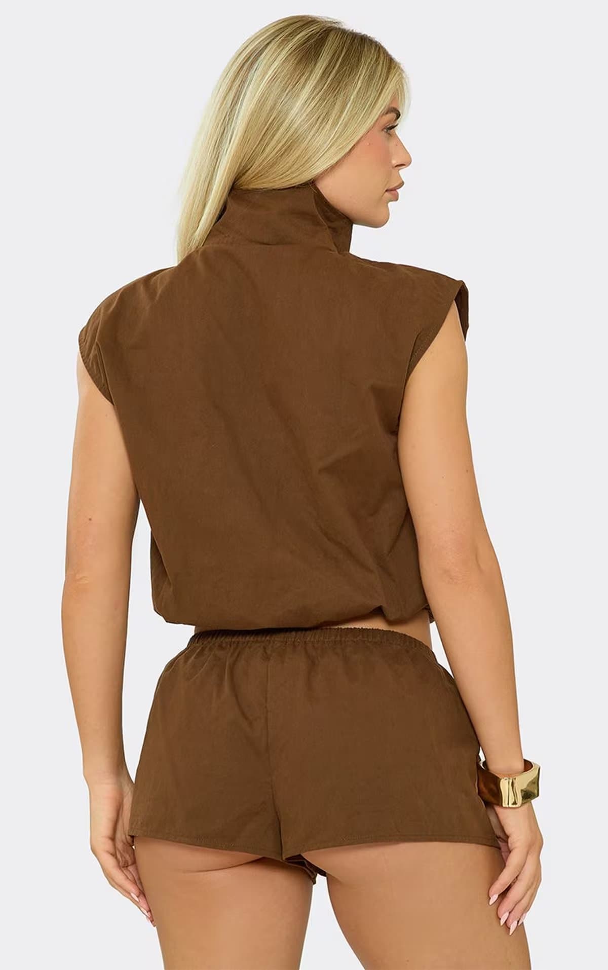 EGO Low Waist Cargo Mini Shorts In Chocolate Brown, Women's Size UK 6
