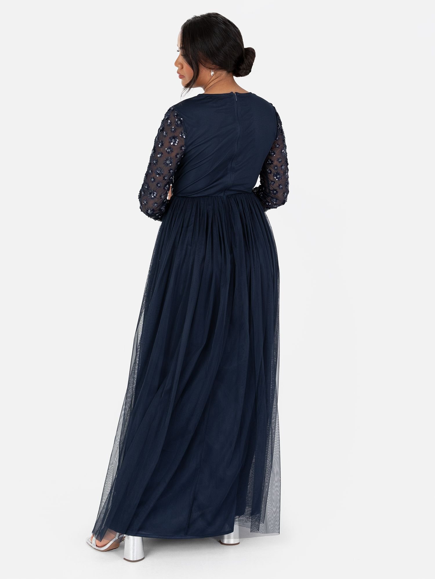 Maya Deluxe Maya Deluxe Women's Floral Embellished Maxi Dress in Dark Navy - 3