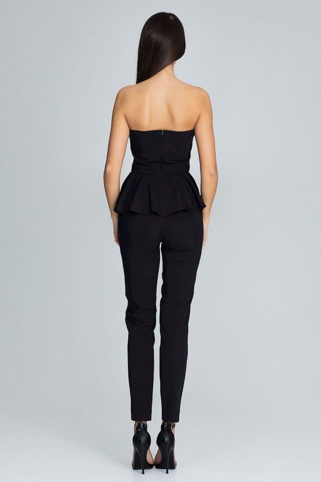 Love Lace Love Lace Women's Straight Trousers Corset Set with Frill in Black - 3