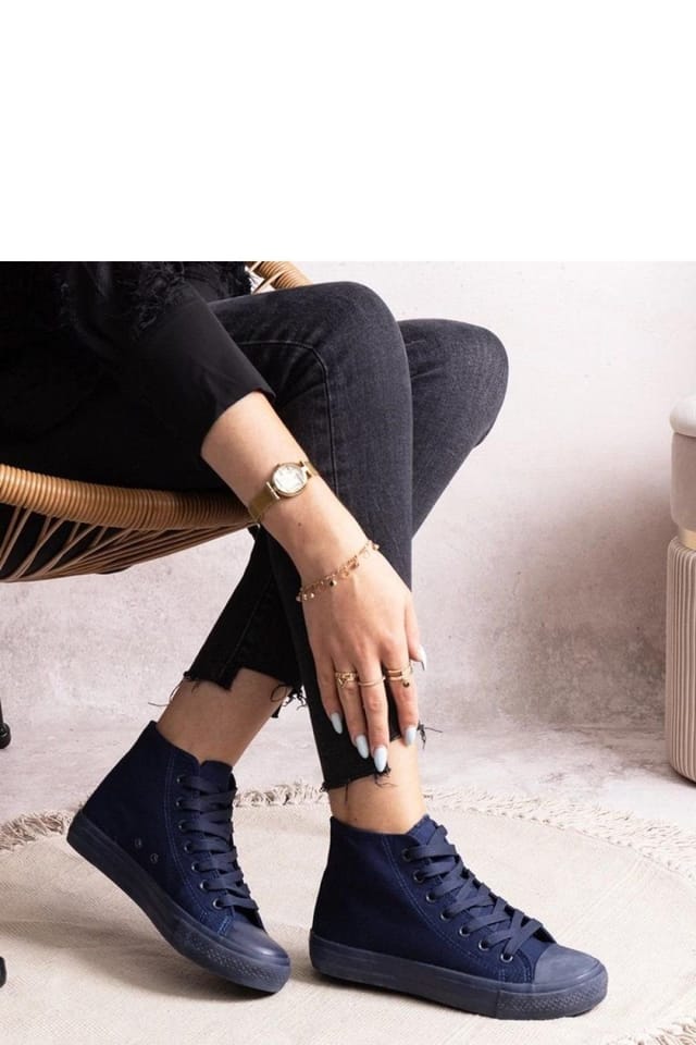 Love Lace Love Lace Women's Fabric High Top Sneakers with Rubber Sole for Spring Summer in Blue - 3