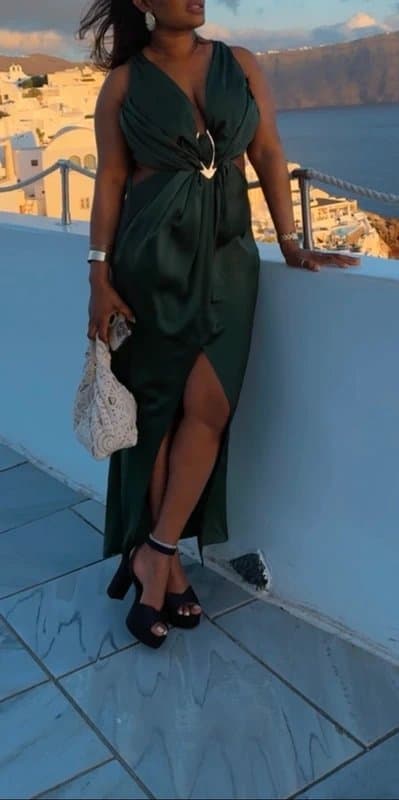 ASOS Design Asos design satin plunge front maxi dress with buckle Size 14 UK