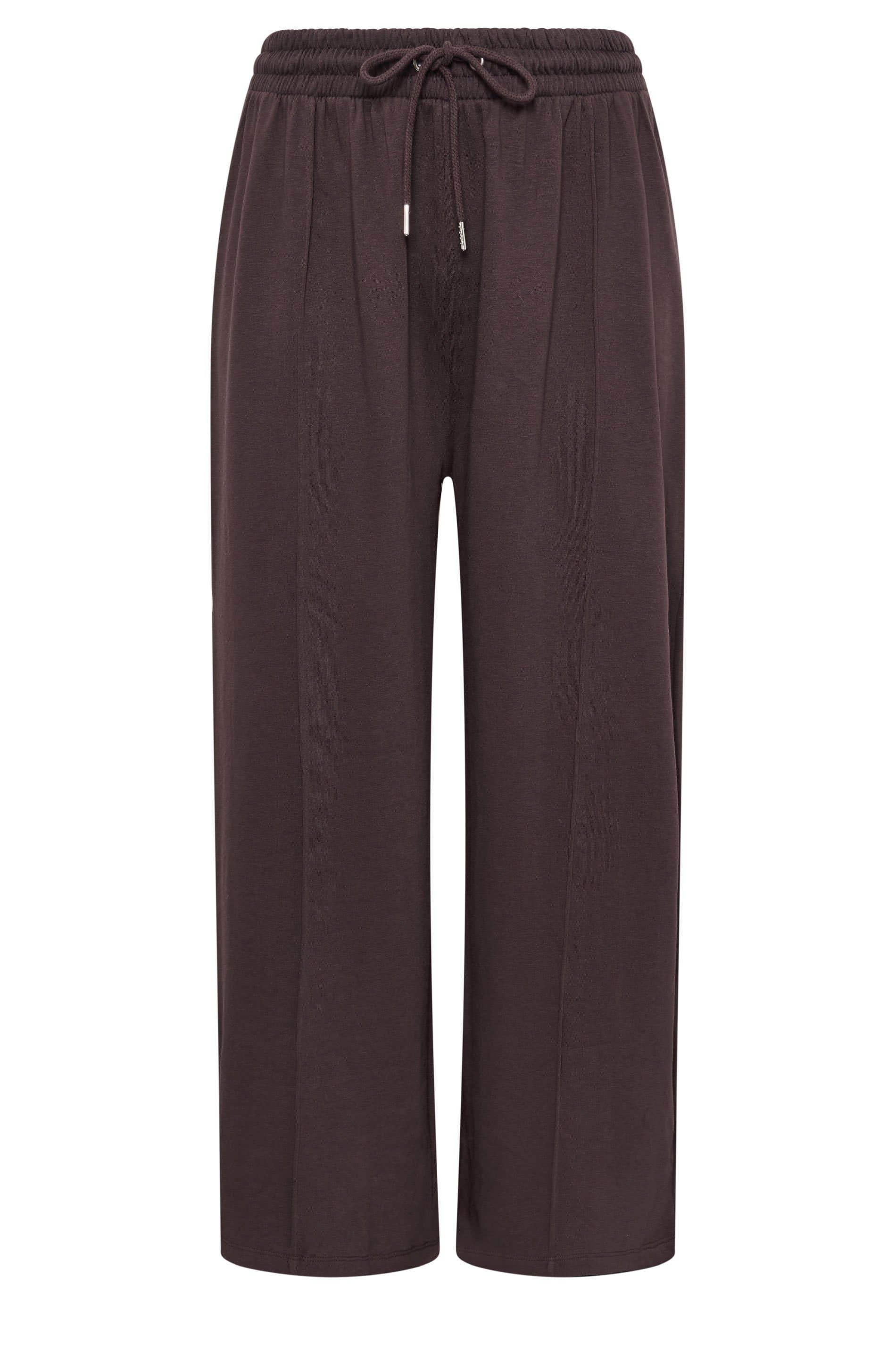 Yours Plus Size Chocolate Brown Drawstring Wide Leg Joggers