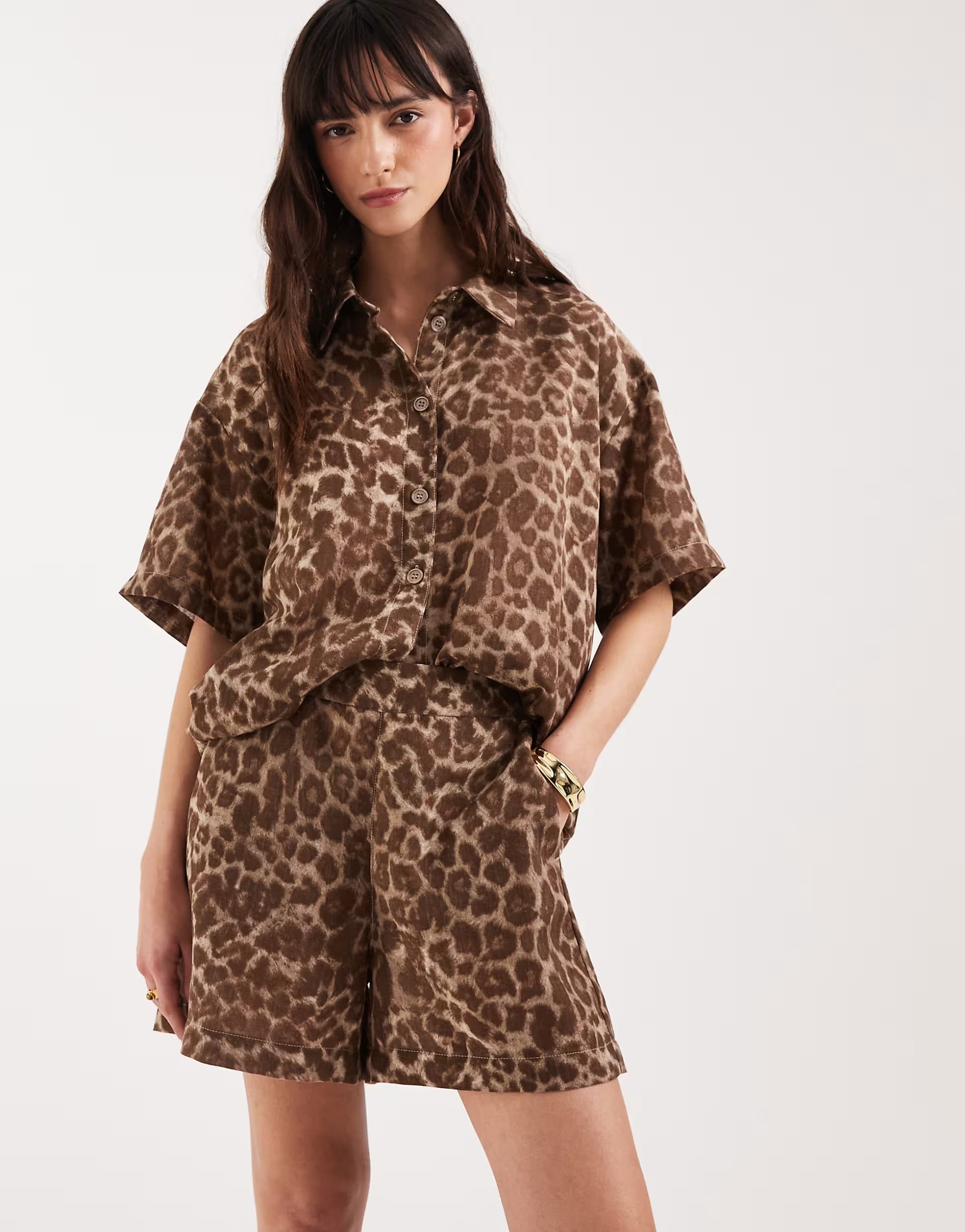 ASOS JJXX co ord leopard shorts in multi