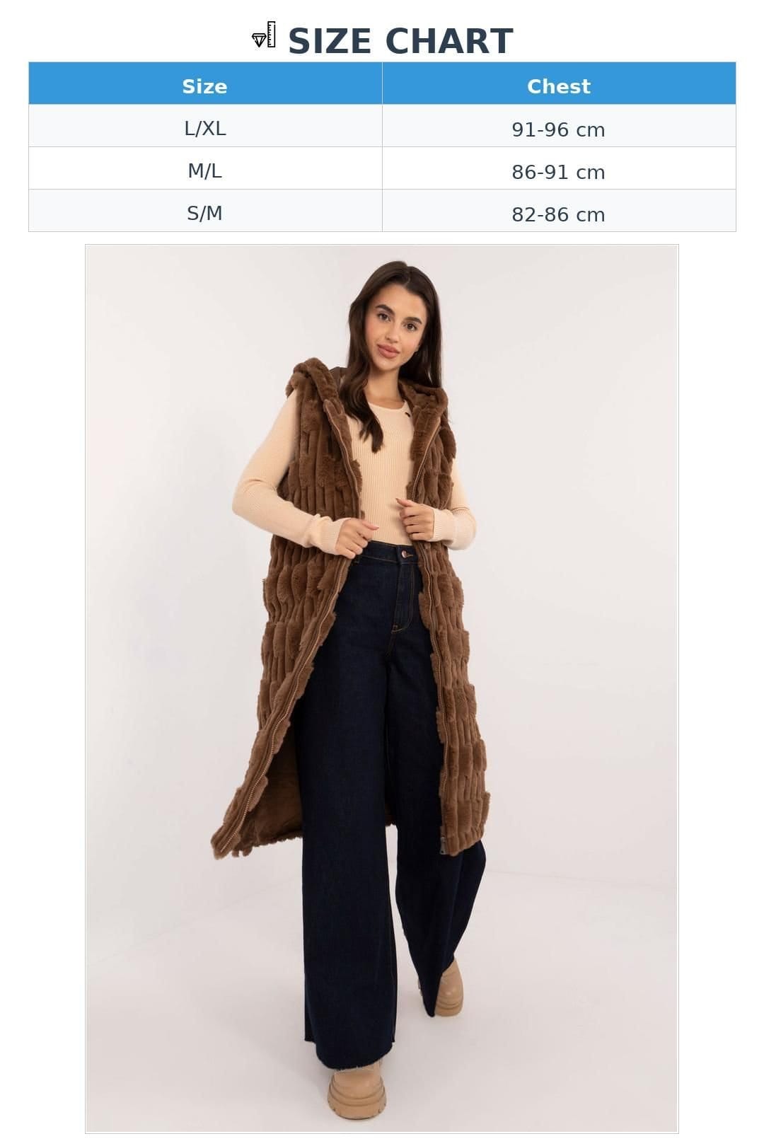 Love Lace Love Lace Women's Elegant Hooded Faux Fur Vest for Winter in Brown - 4