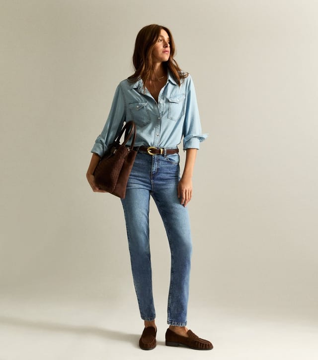 New Look Women's Mid Blue Full Length Slim Straight Jeans New Look - 3