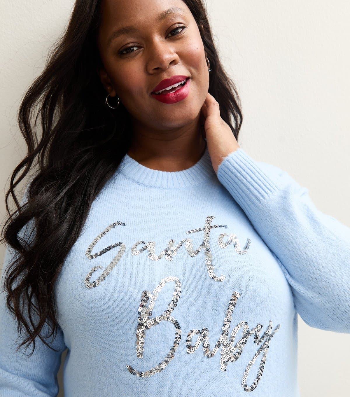 New Look Women's Plus Size Light Blue Christmas Santa Baby Jumper Curves New Look