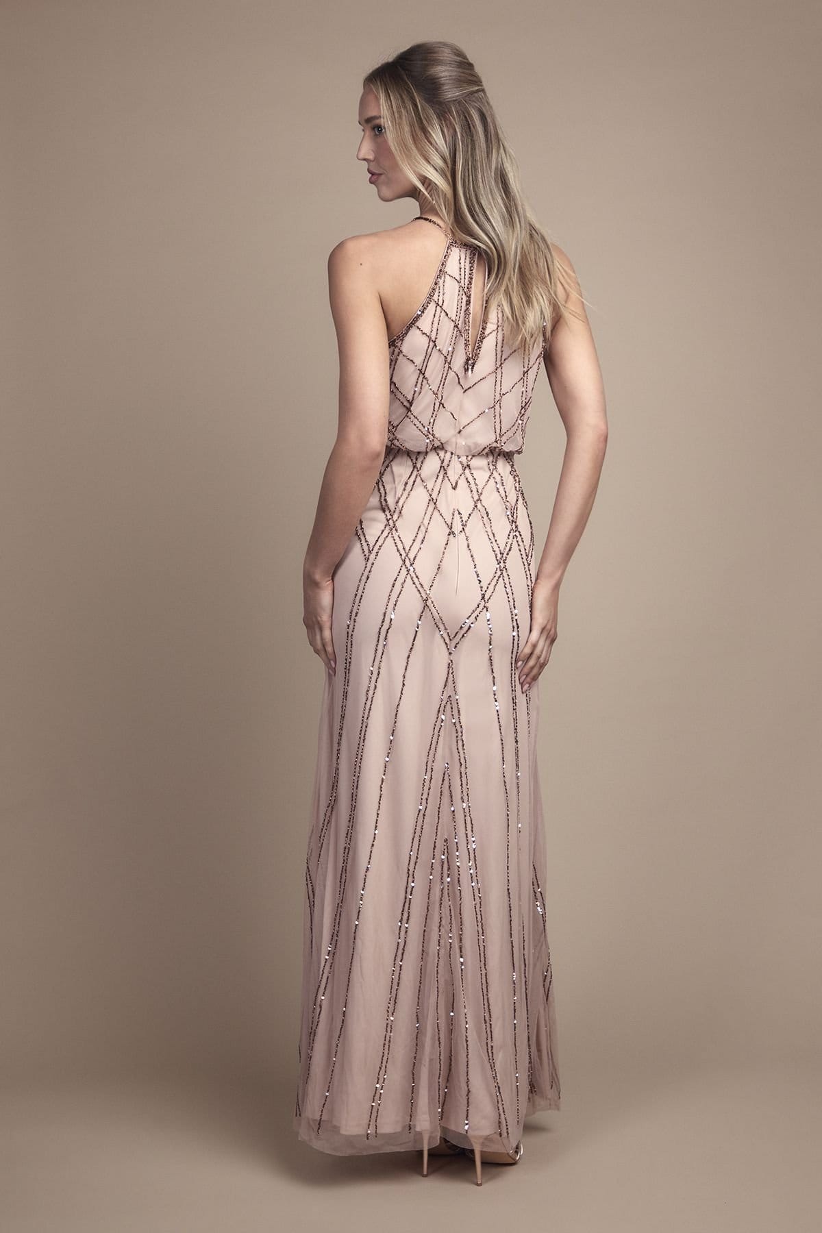 Oasis Oasis Women's Sleeveless Sequin Maxi Bridesmaid Dress in Champagne - 4