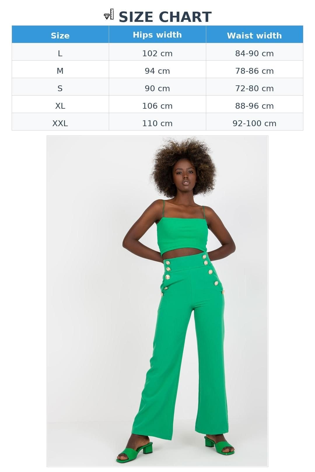 Love Lace Love Lace Women's High Waisted Button Front Zip Trousers in Green - 4