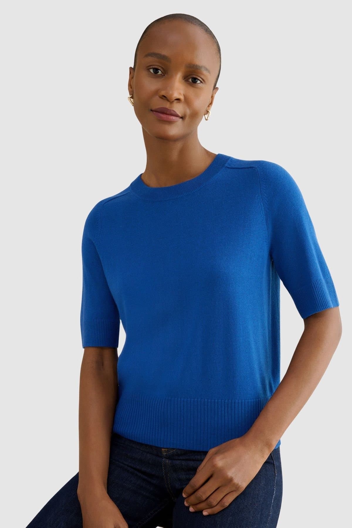 Hobbs London Hobbs London Cobalt Merino Wool Crewneck Knit Top