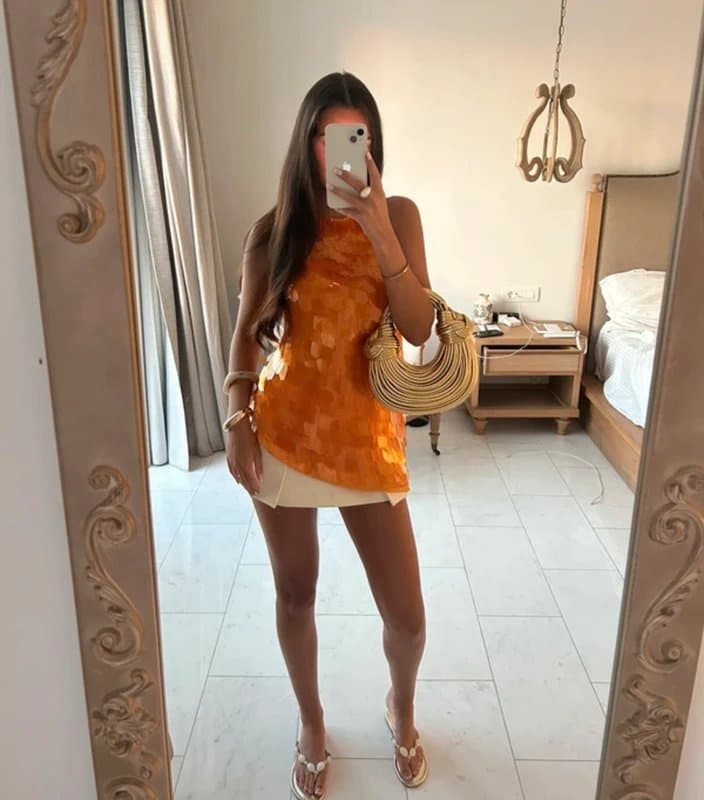 ASOS Orange sequin top