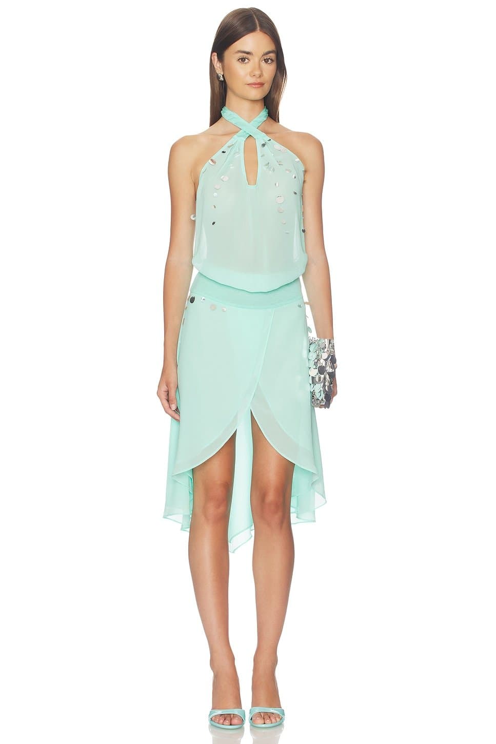 revolve Mirror Sequin Draped Dress
