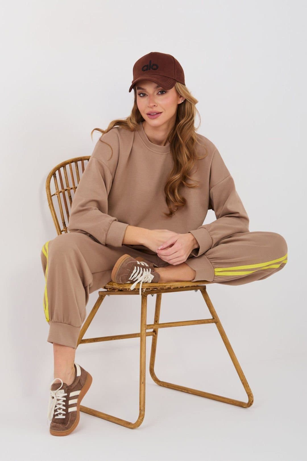 Love Lace Love Lace Beige Polyester/Viscose/Elastane Hoodie & Jogger Set