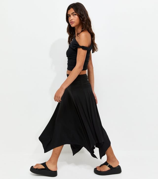 New Look Women's Black Folded Waistband Handkerchief Hem Skirt New Look - 2