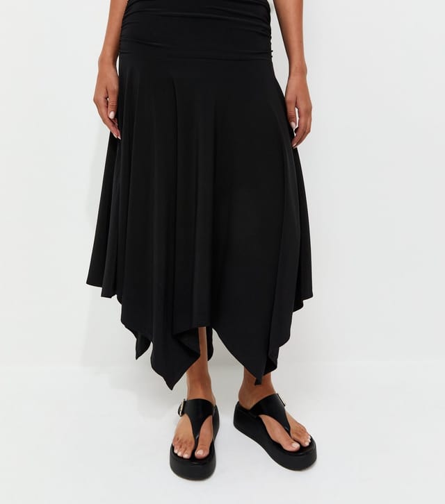 New Look Women's Black Folded Waistband Handkerchief Hem Skirt New Look - 3