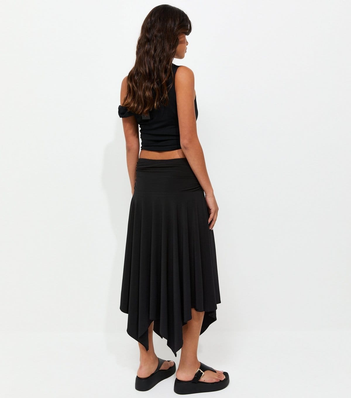 New Look Women's Black Folded Waistband Handkerchief Hem Skirt New Look - 4
