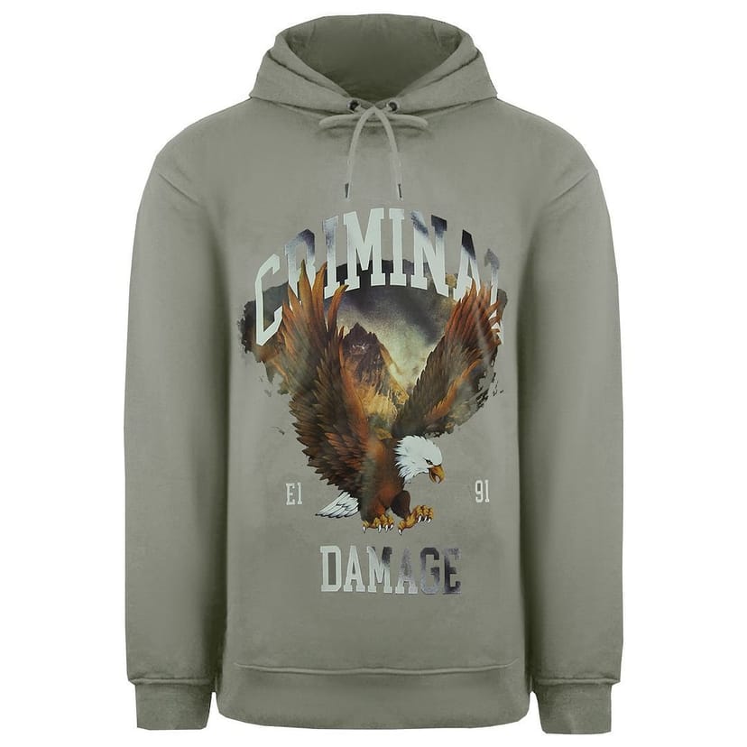 Criminal Damage Criminal Damage Men's Eagle Cotton Hoodie in Grey - 1