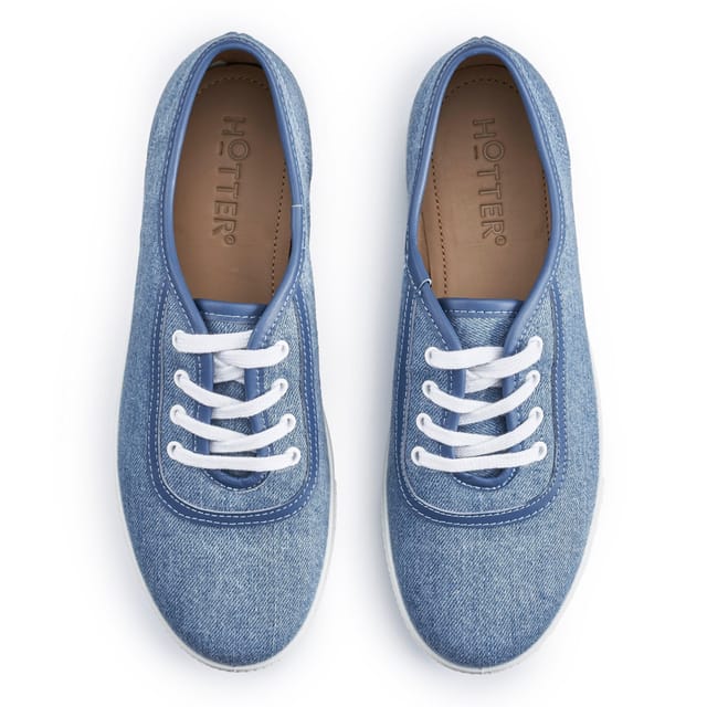 Hotter Hotter Women's Wide Fit 'Mabel' Canvas Lace-Ups in Blue - 3
