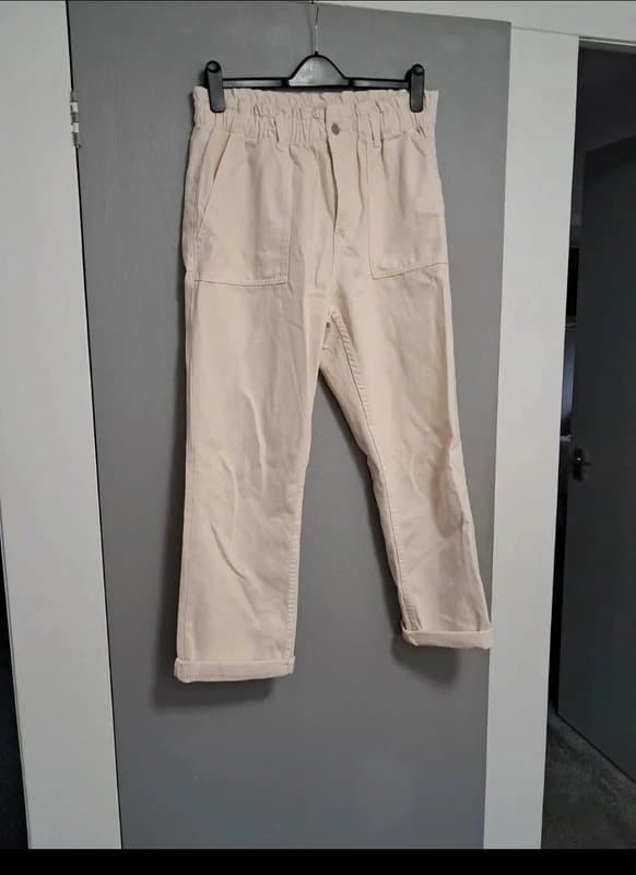 Primark Primark cream straight leg paperbag waist jeans