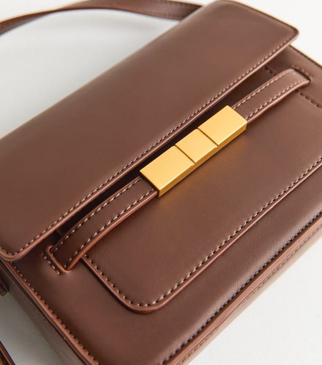 New Look Dark Brown Belted Crossbody Bag Vegan New Look - 3