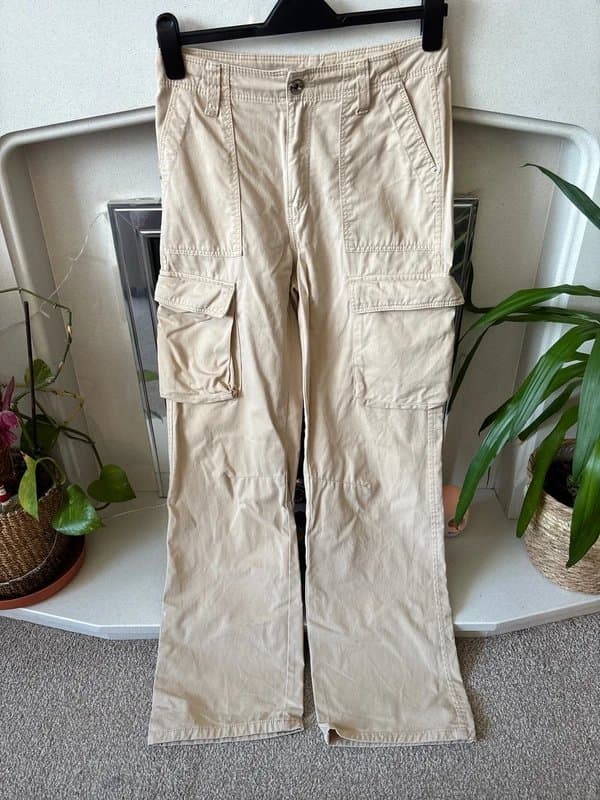 Bershka Bershka Straight Leg Cargo Pants#Cream