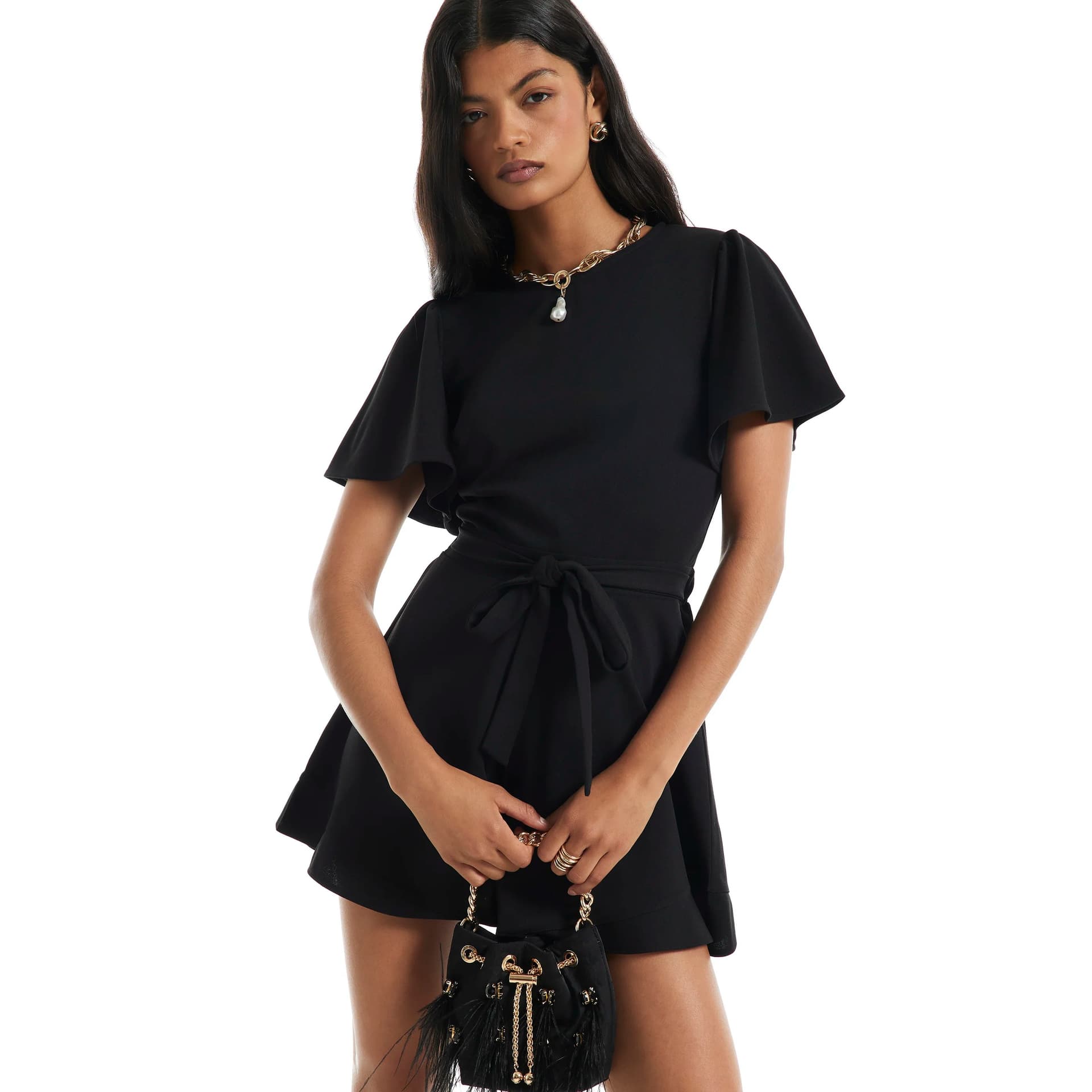 River Island River Island Womens Black Short Sleeve Open Back Playsuit