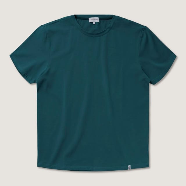 Panos Emporio Panos Emporio Men's Cotton crew neck T-Shirt with short sheeves in green lagoon in Teal - 2