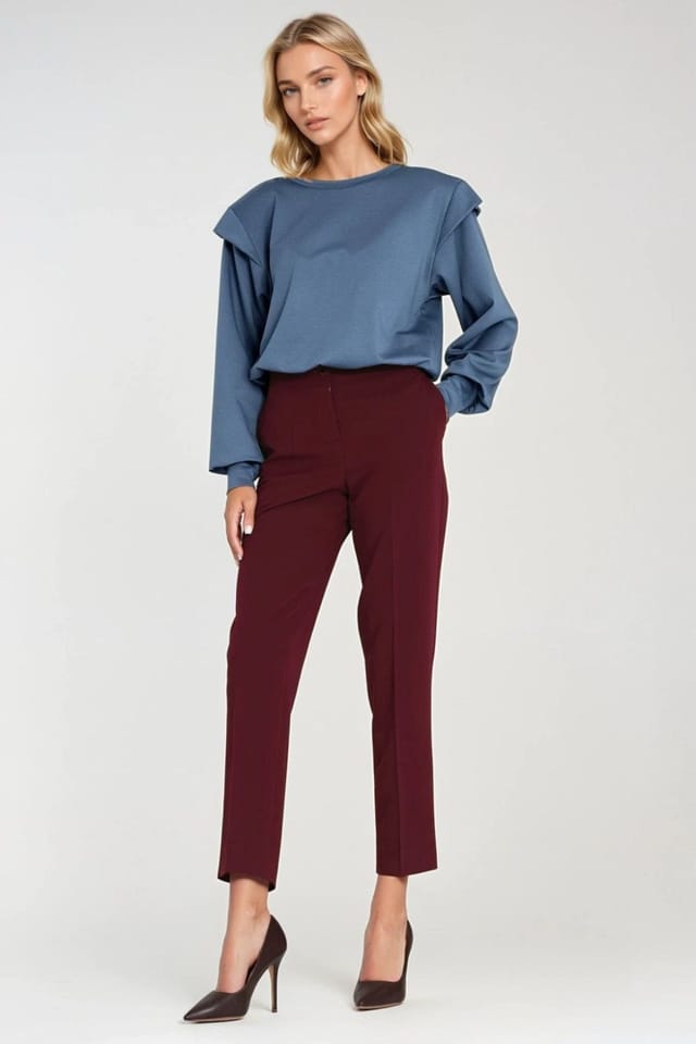 Love Lace Love Lace Women's Oversized Shoulder Pad Ribbed Sweatshirt in Blue - 2