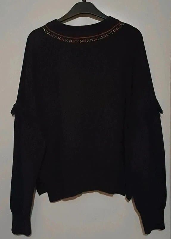 Never Fully Dressed Never Fully Dressed Black Running Wild Embroidered Knit Jumper- size XXXL (20/22)