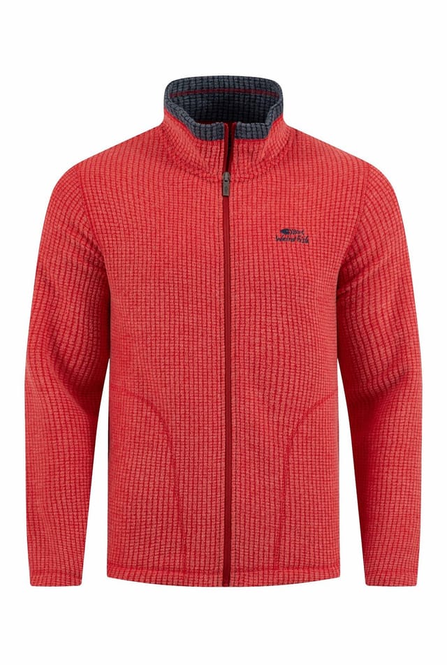 Weird Fish Weird Fish Men's Shires Full Zip Grid Fleece in Scarlet - 2