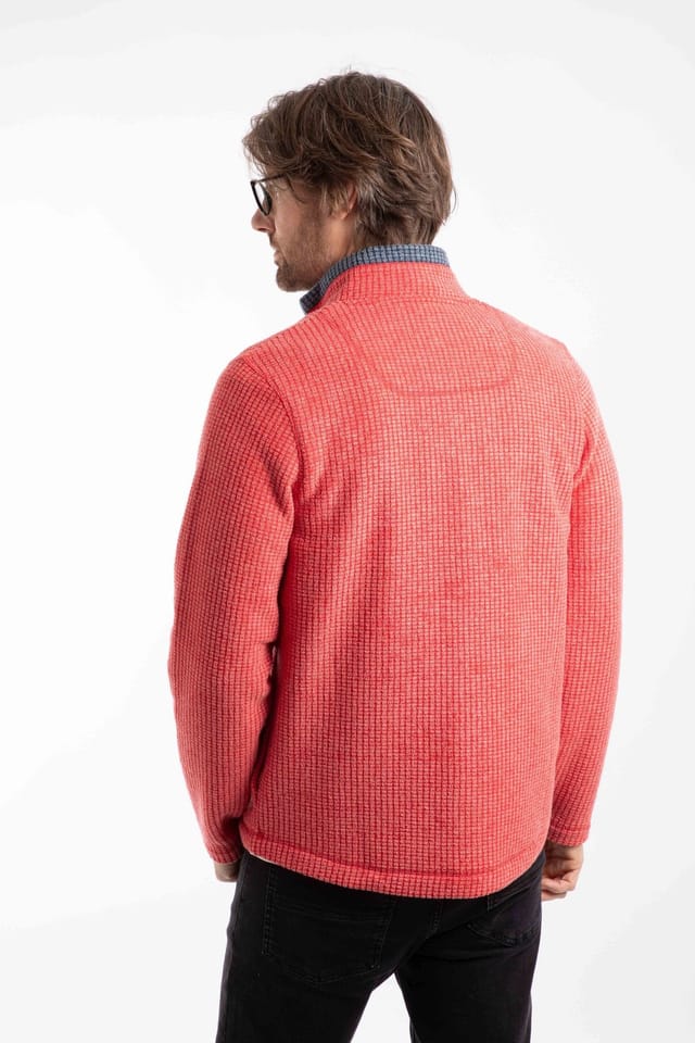 Weird Fish Weird Fish Men's Shires Full Zip Grid Fleece in Scarlet - 3
