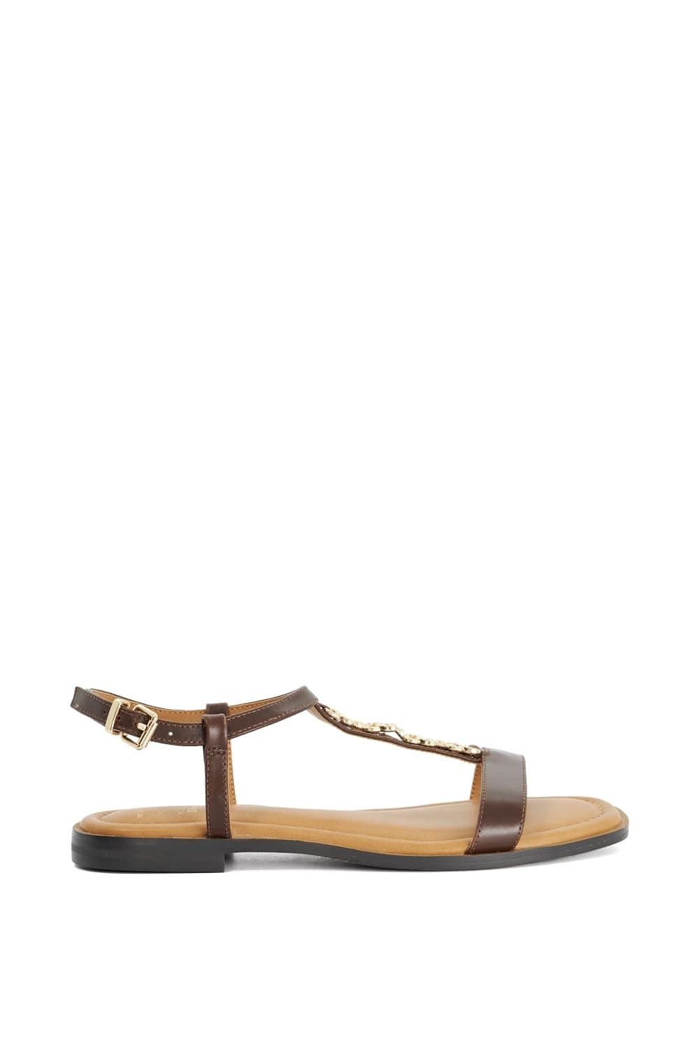 Dune London Dune London Women's Wide Fit 'Lollipops' Leather Sandals in Brown