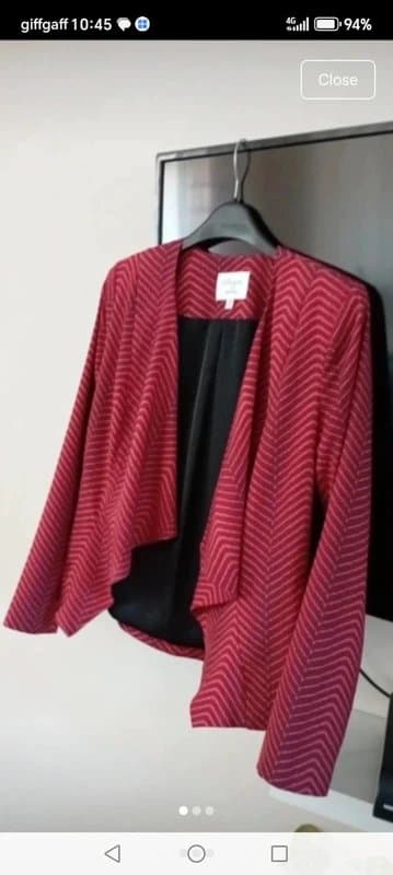 Allegra Ladies size 8 burgundy jacket open front blazer