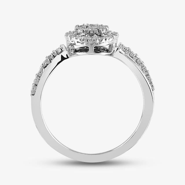 T.H.Baker T.H.Baker Women's Sterling Silver 0.10ct Diamond Oval Cluster Shoulder Set Ring TH0129003 M - 3