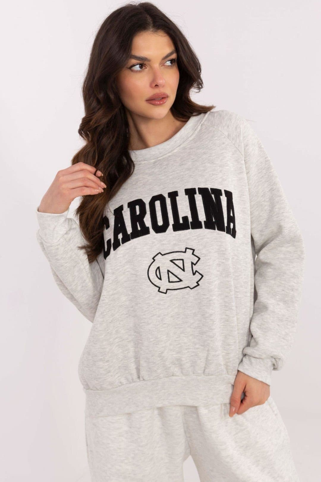 Love Lace Love Lace Women's Cotton Fleece Casual Sweatshirt with Big Logo in Grey