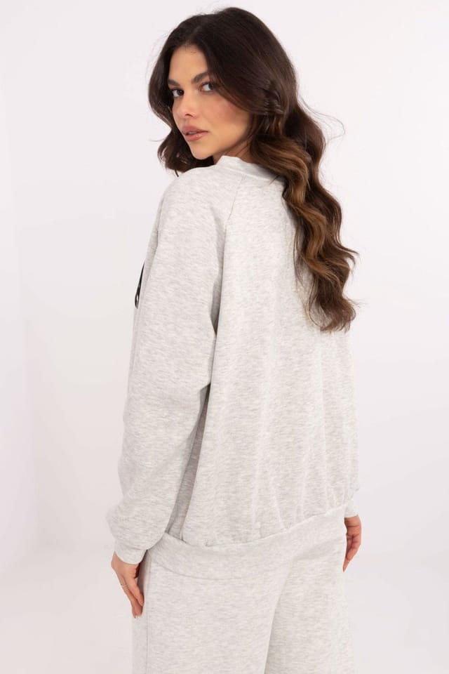 Love Lace Love Lace Women's Cotton Fleece Casual Sweatshirt with Big Logo in Grey - 3