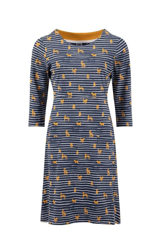 Weird Fish Weird Fish Women's Starshine Printed Jersey Dress in Gold - 2