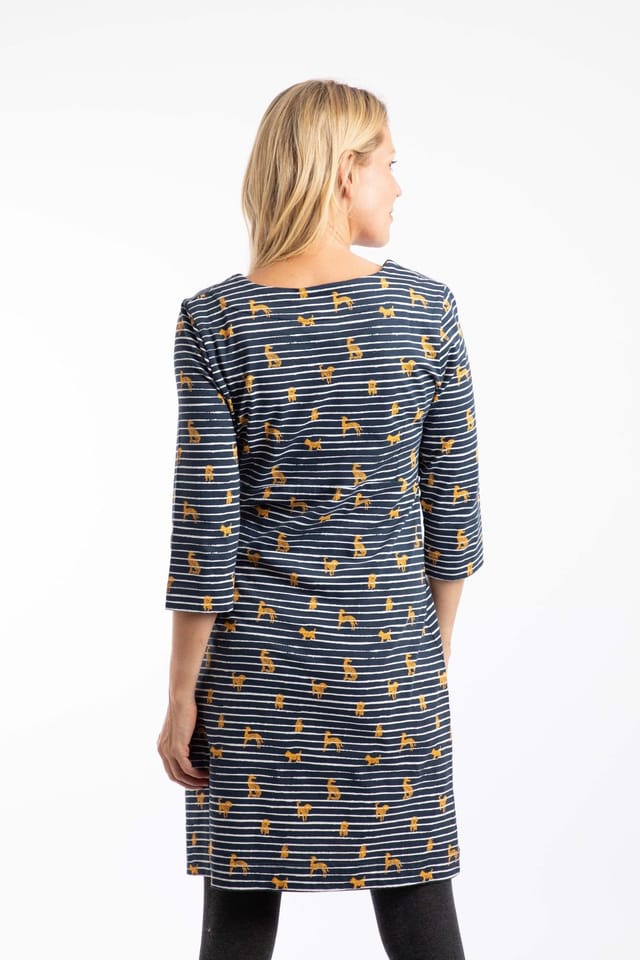 Weird Fish Weird Fish Women's Starshine Printed Jersey Dress in Gold - 3