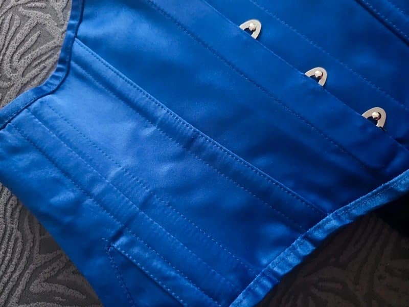 Corset Story Corset Story Blue Satin Hip Gores Steel Boned Waspie Underbust Corset Size 30"