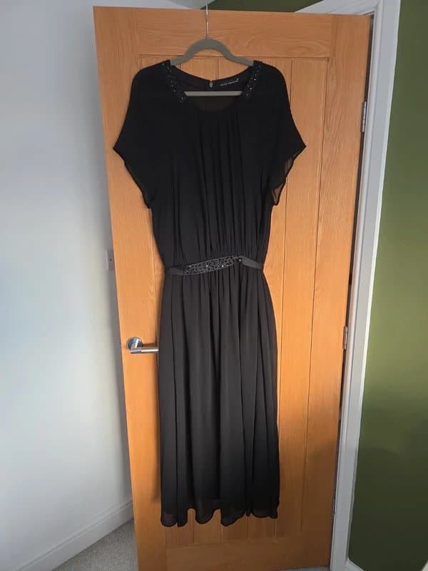 David Emanuel Black embellished Longline dress size 24