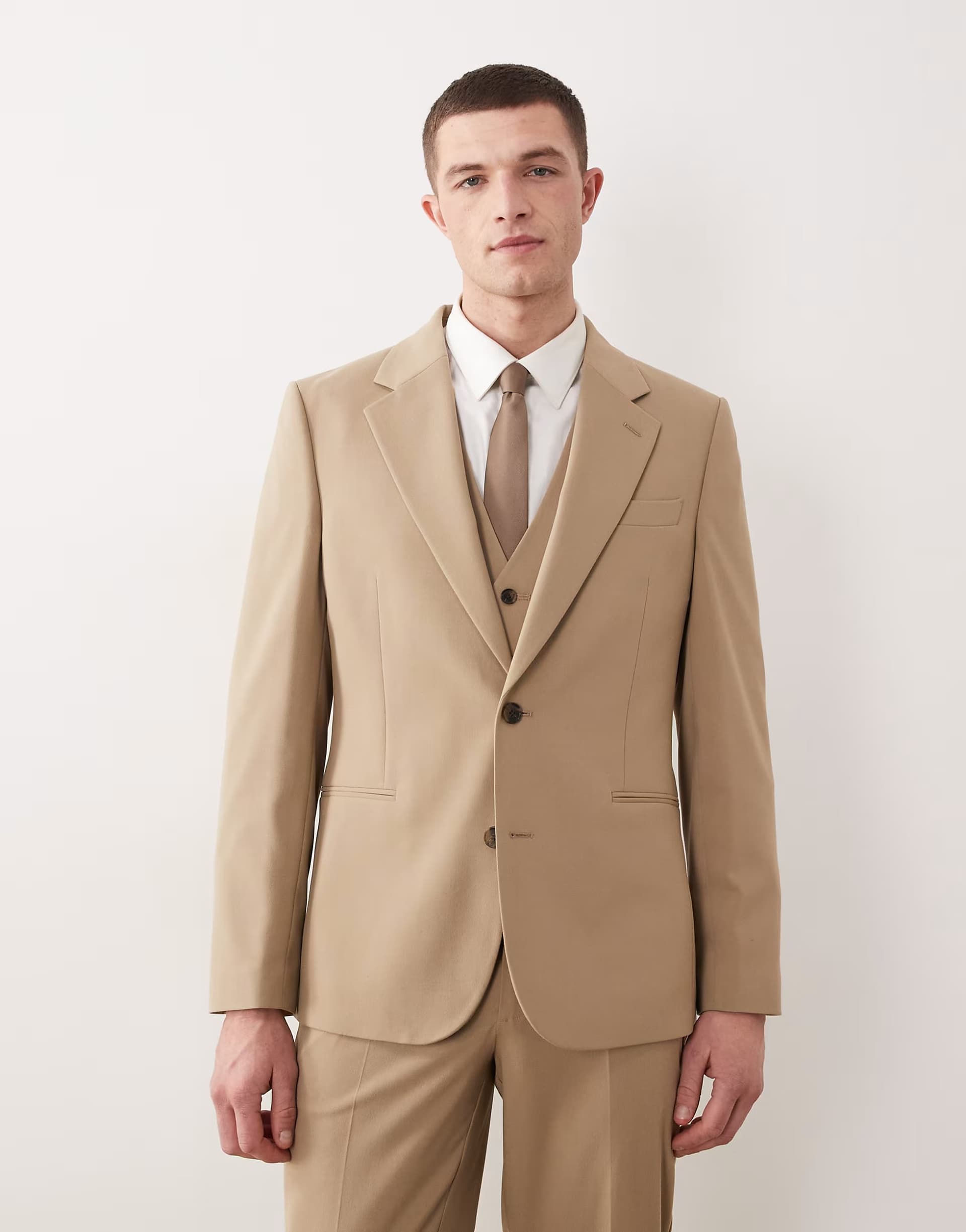 ASOS ASOS DESIGN slim suit jacket in stone