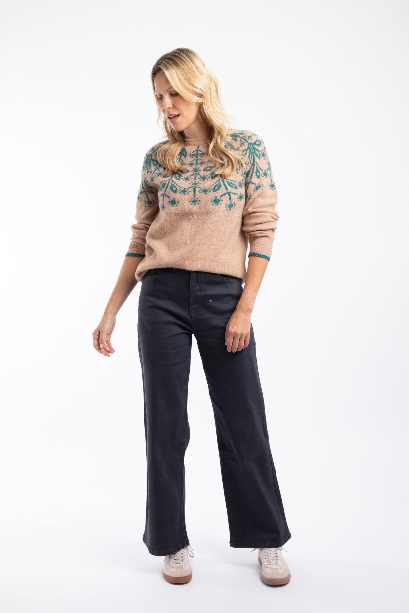 Weird Fish Weird Fish Women's Miska Fair Isle Jumper in Tan - 4