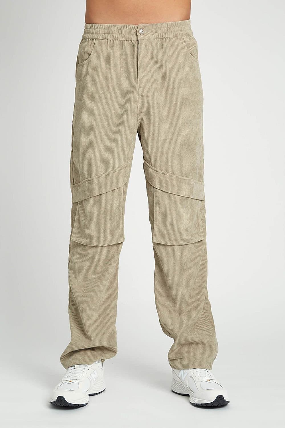 Native Youth Native Youth Men's Corduroy Straight Leg Cargo Pocket Trousers in Green