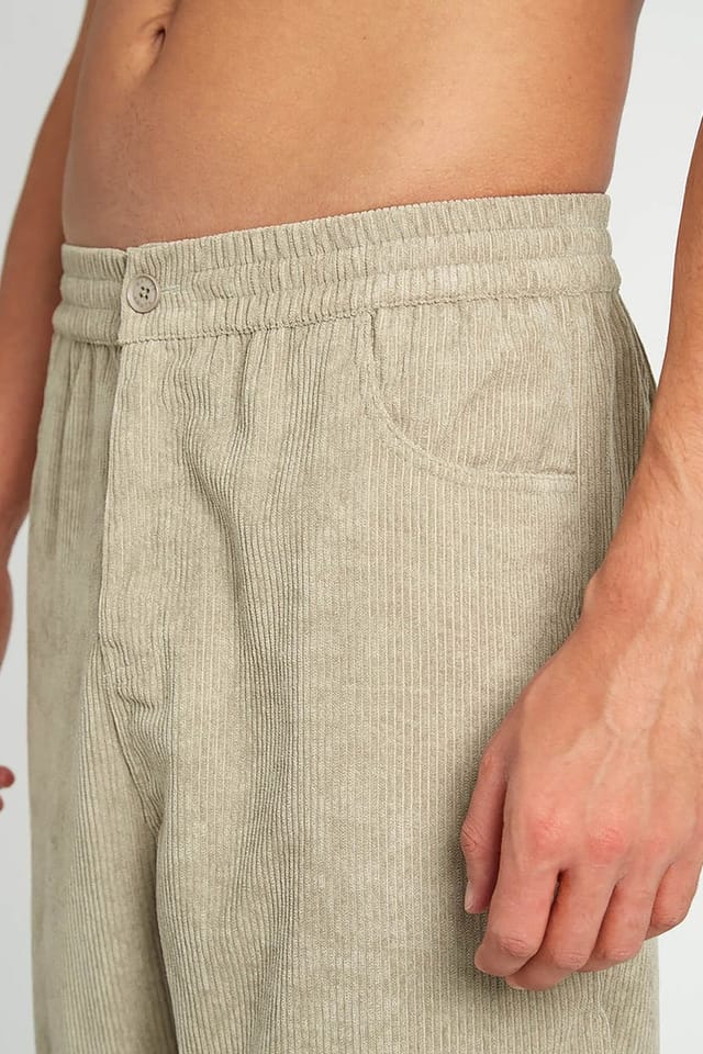 Native Youth Native Youth Men's Corduroy Straight Leg Cargo Pocket Trousers in Green - 3
